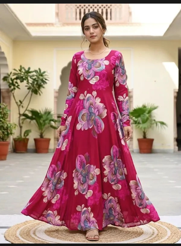 Premium 1st Quality Rayon Full Sleeves Long Anarkali Kurti | AK2228